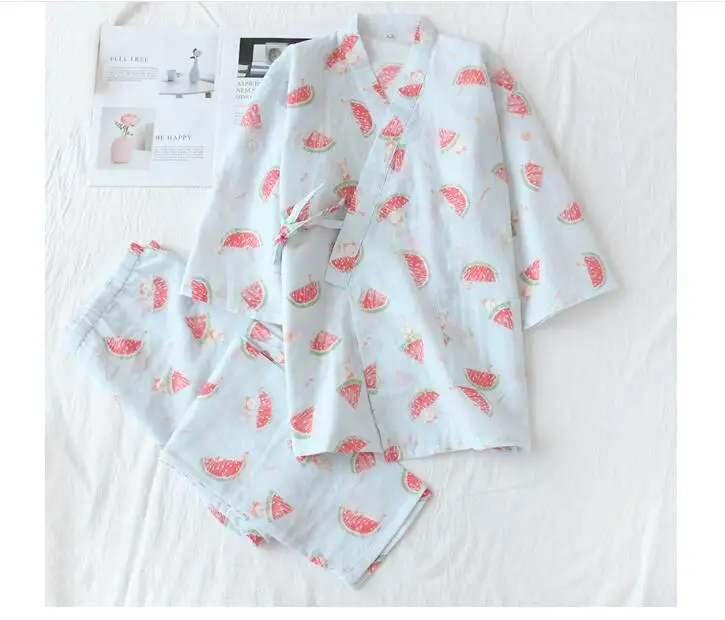 Kawaii Kimono Women Pajamas Sets Summer Spring Autumn Pure Cotton Japanese homewear