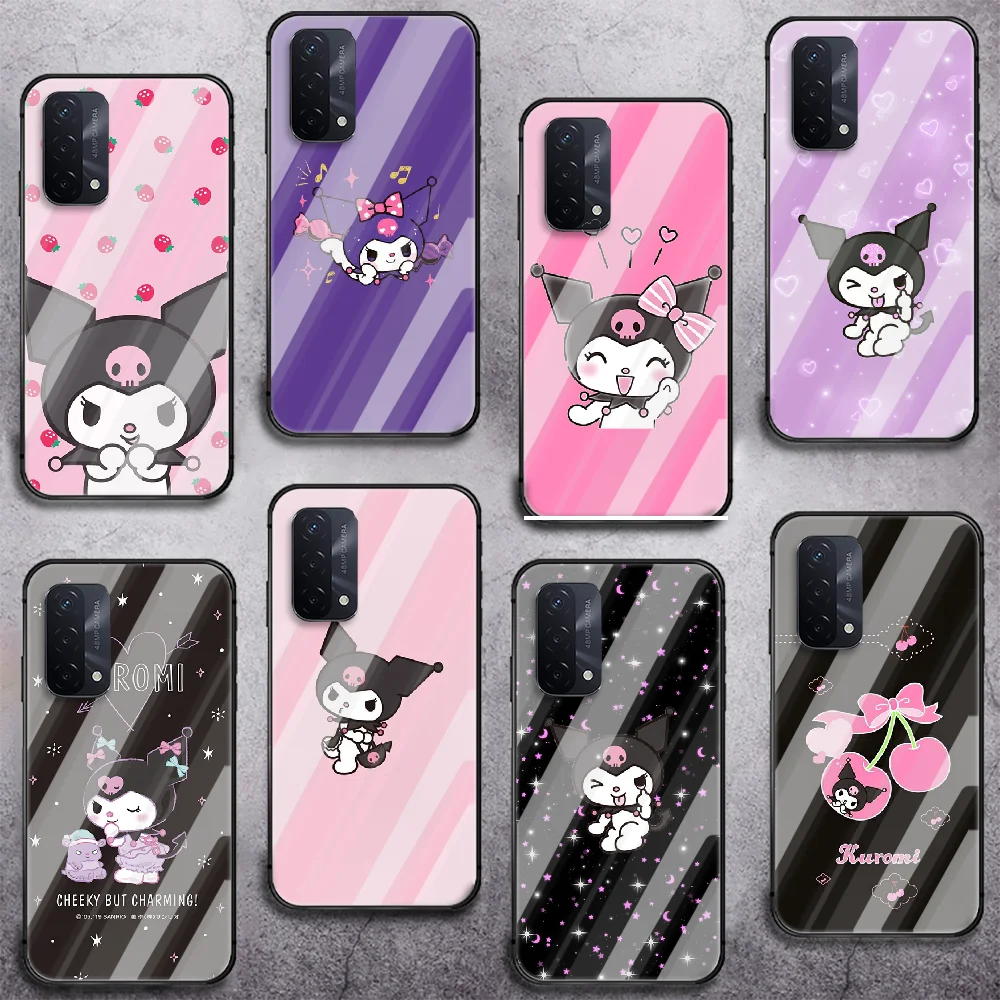 

Kuromi Cartoon Cute Phone Tempered Glass Case Cover For oppo realme find a x c xt gt 2 53 3 6 7 50 11 i Pro 4g 5g Etui Bumper