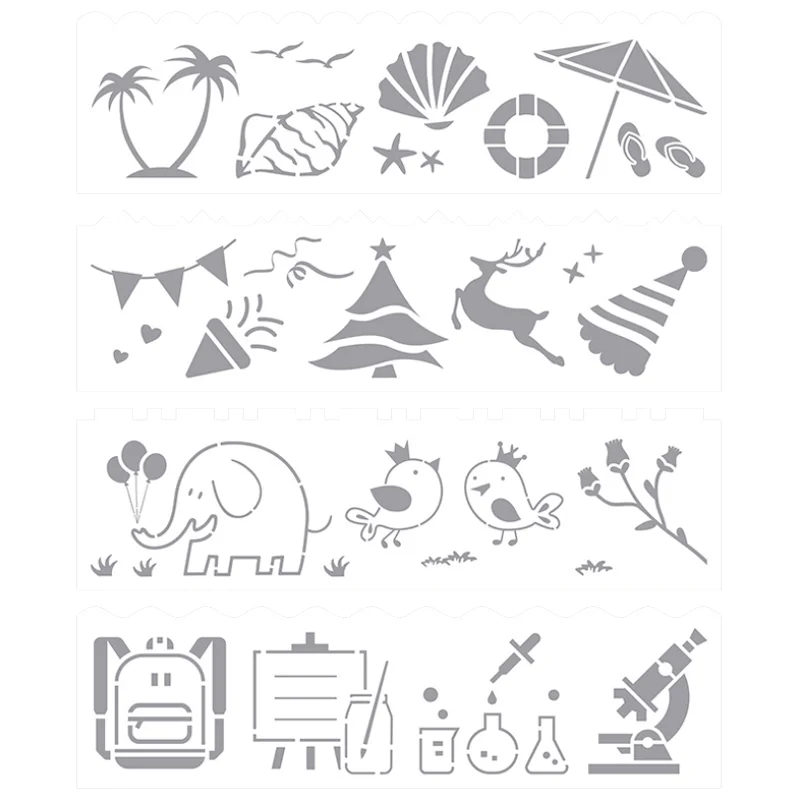 Комплект из 4 предметов Трафареты слон тиснение тема кружево линейка торт