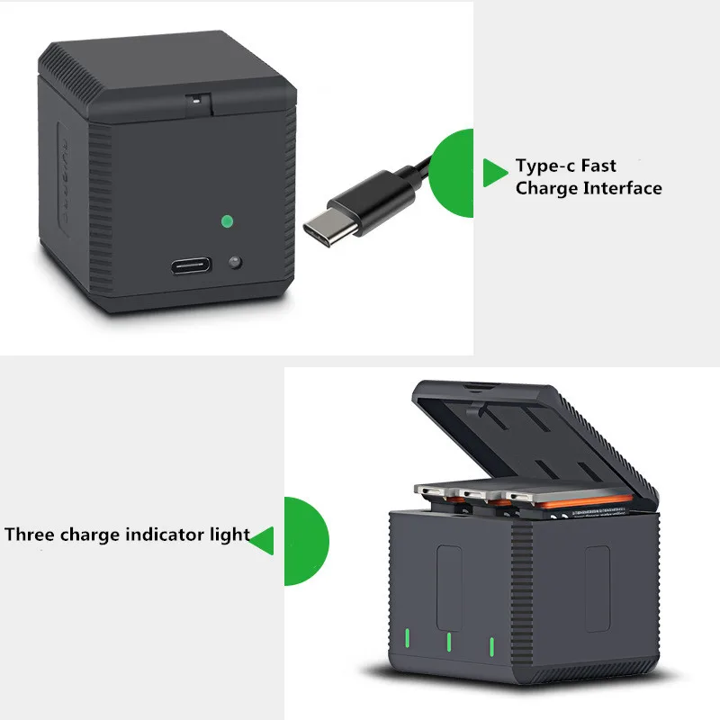 Быстрое зарядное устройство один для трех зарядных аккумуляторов коробка