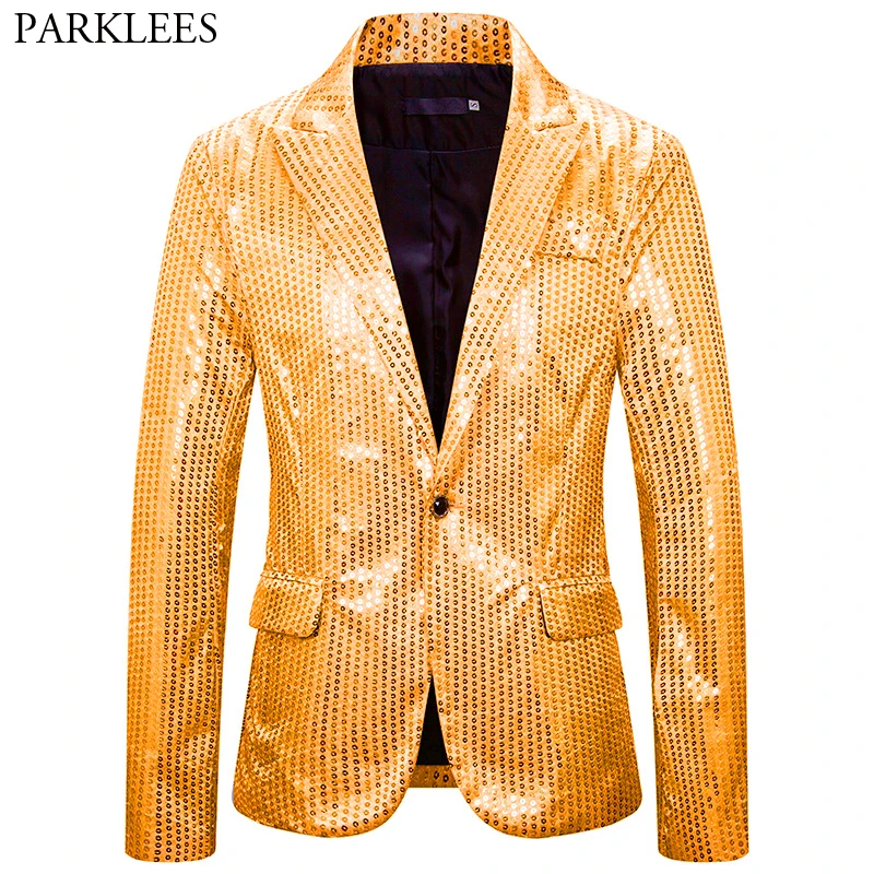 Блейзер Мужской для вечерние НКИ роскошный блестящий пиджак с золотыми