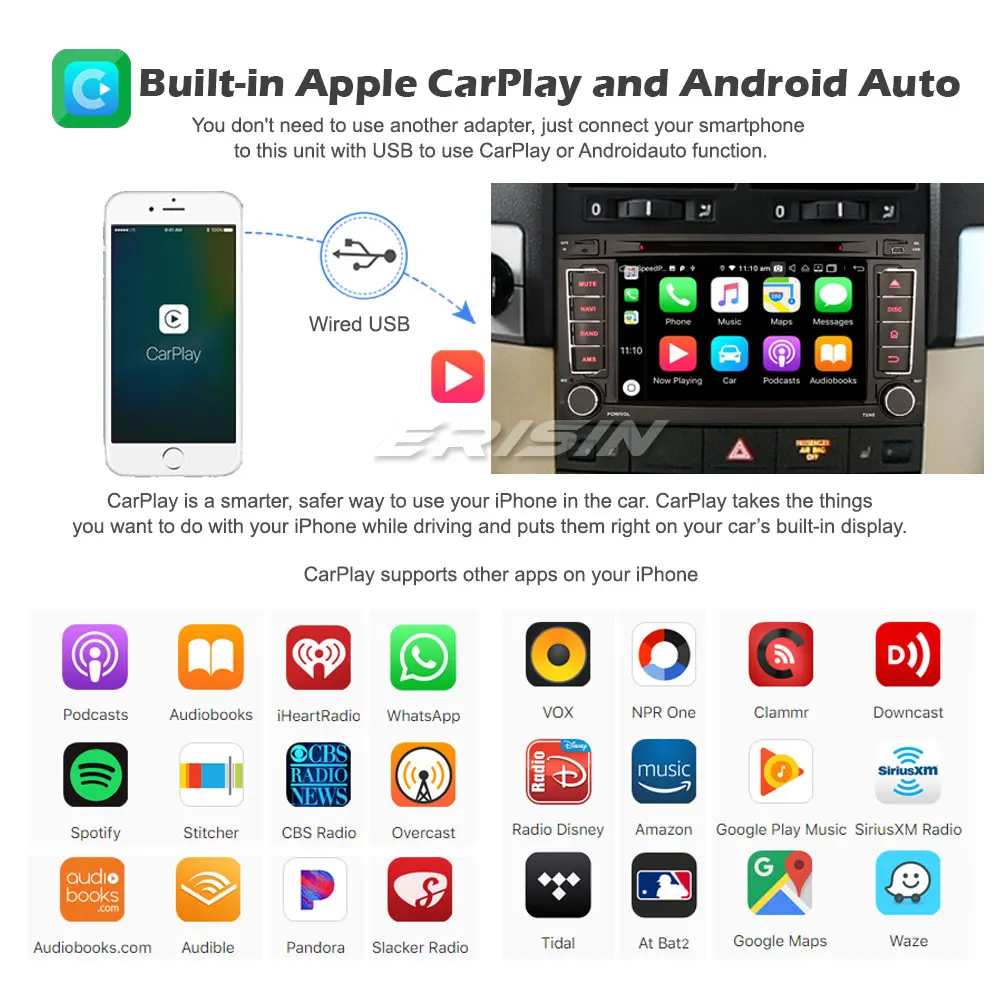 Erisin EU Warehouse 8706 7 &quotOcta Core Android 10 0 DSP BT SWC CarPlay & Auto GPS 4G DAB автомобильное радио для VW