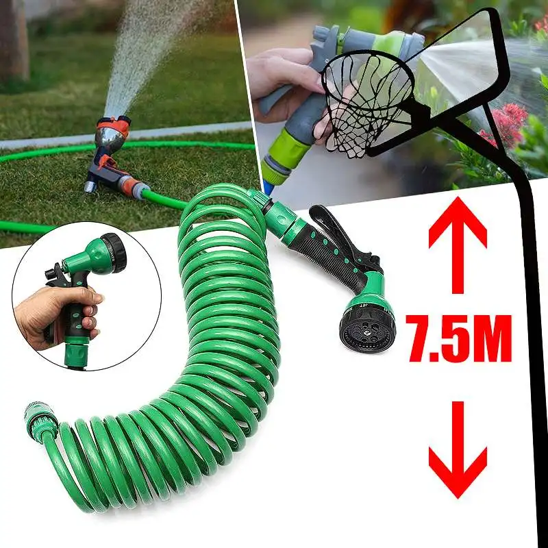 Гибкий спиральный шланг 7 5 м для мытья сада и автомобиля очистки воды с