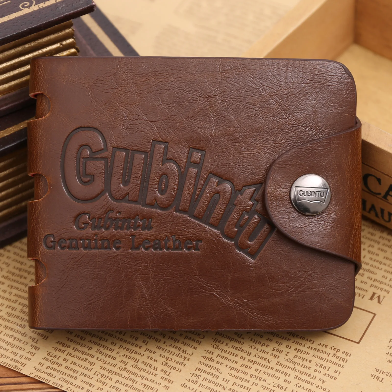 

Classic Vintage Retro Male Hasp Hunter Brown Leather Wallet Purse Card Holder Clutch for Men