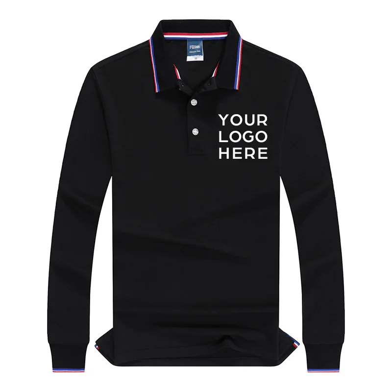 Мужская рубашка-поло с длинным рукавом принтом | одежда