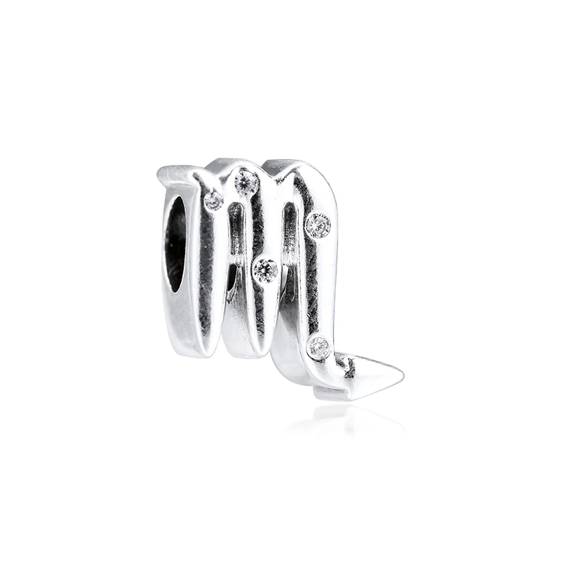 

100% 925 Sterling Silver Sparkling Scorpio Zodiac Charm Fits Europe Bracelets Beads for Women DIY Jewelry Making Berloque