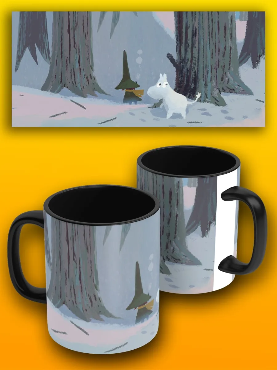 Кружка Pialat со вставкой иллюстрации Moomin Troll Moomin-6669 из мультфильма, сверкающая черным цветом, подходит для чая, кофе и воды.