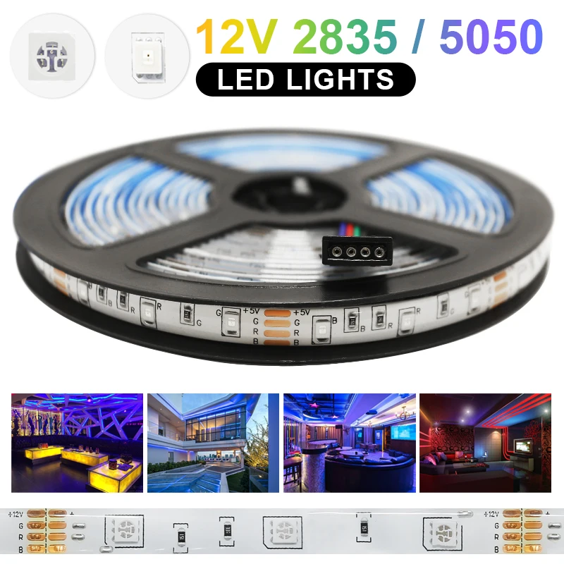 

LED strip lights 2835 5050 SMD 60Led/M Waterproof Flexible Led Tape GRB12V Decoration Ribbon Led Stripe lights