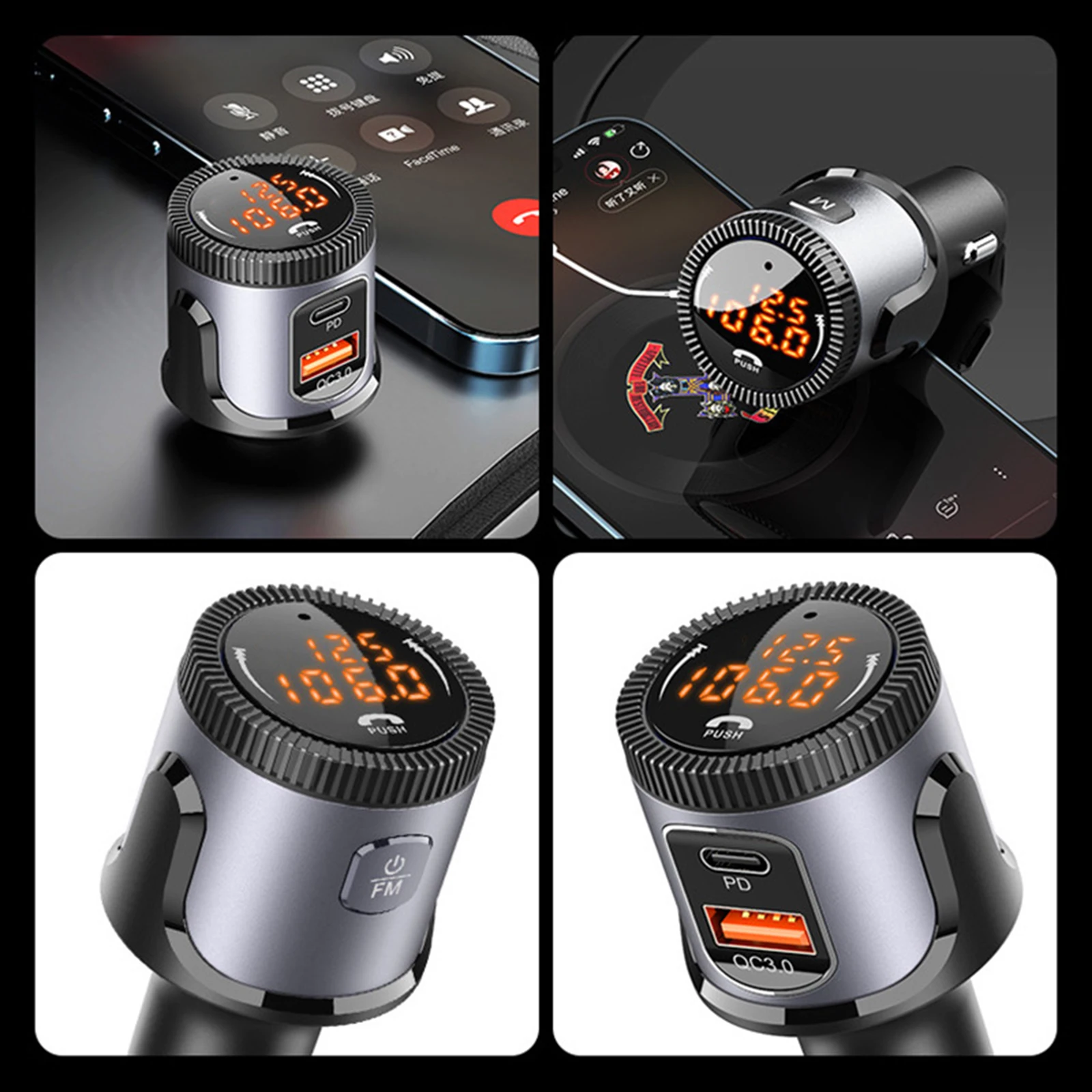 

Bluetooth FM-трансмиттер с защитой от перенапряжения, портом USB, музыкальным проигрывателем, универсальное быстрое зарядное устройство для автом...
