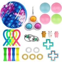 25pcs fidget sensory toy set stress relief toys autism anxiety relief stress rainbow push kits bubble simple dimple toy gift