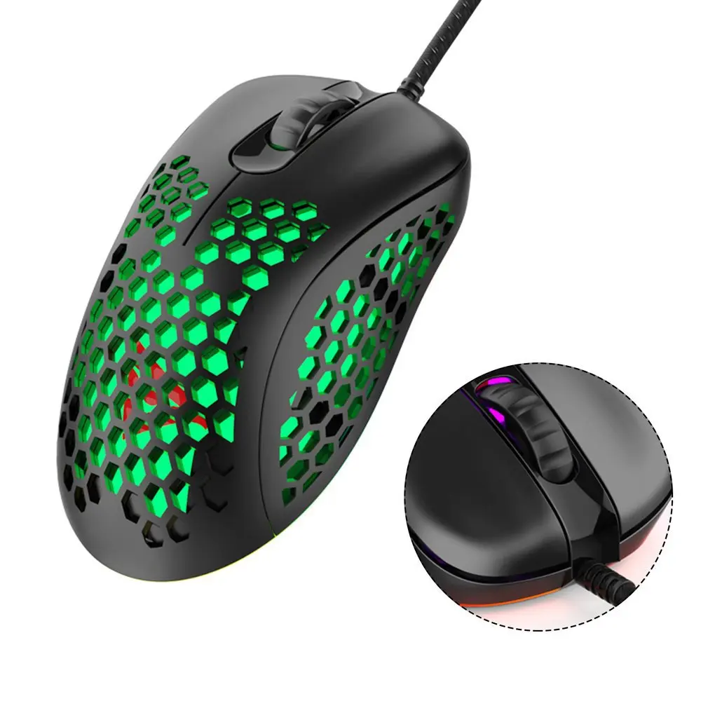 Wired Gaming Mouse Luminous Computer Mouse Gaming Mouse RGB Wired Honeycomb Mice Game Computer Mouse For PC Laptop
