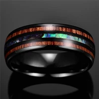 men rings black tungsten carbide rings inlay wood abalone shell anniversary engagement wedding band men jewelry