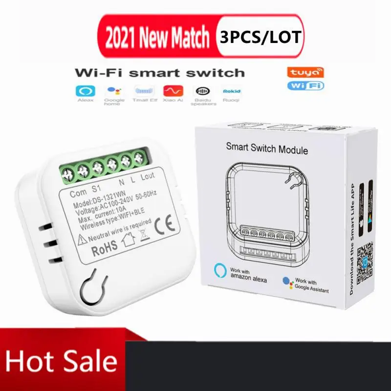 

Универсальный модуль для умного дома Tuya «сделай сам», умный выключатель с поддержкой Wi-Fi, двухстороннее управление, работает с Alexa Google Home, 10 А...