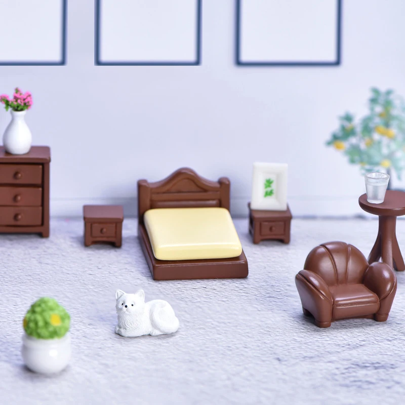 

1:12 Dollhouse Kitchen Living Room Drinking Fountains Dollhouse Miniature Toy Sofa Bed Cat Desk Furniture Doll Pretend Play Toys