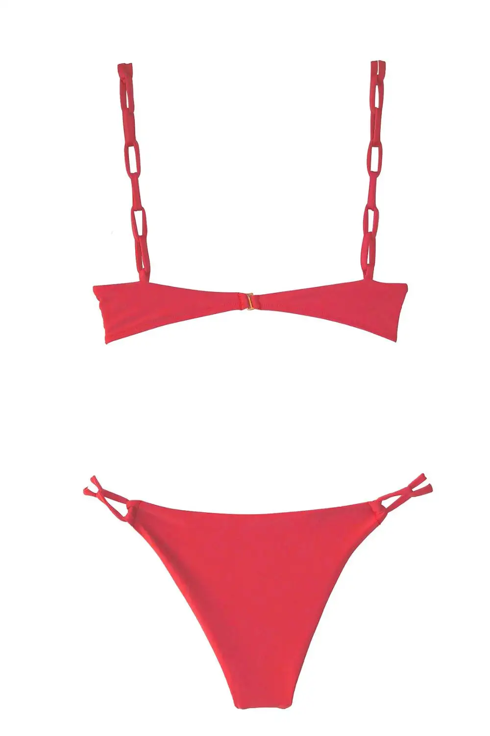 2020 New Women Sexy Binikis Set Swimwear Solid Backless Swimsuit Chains Trangle Bodysuit Summer Beach Bathing Suit Biquini