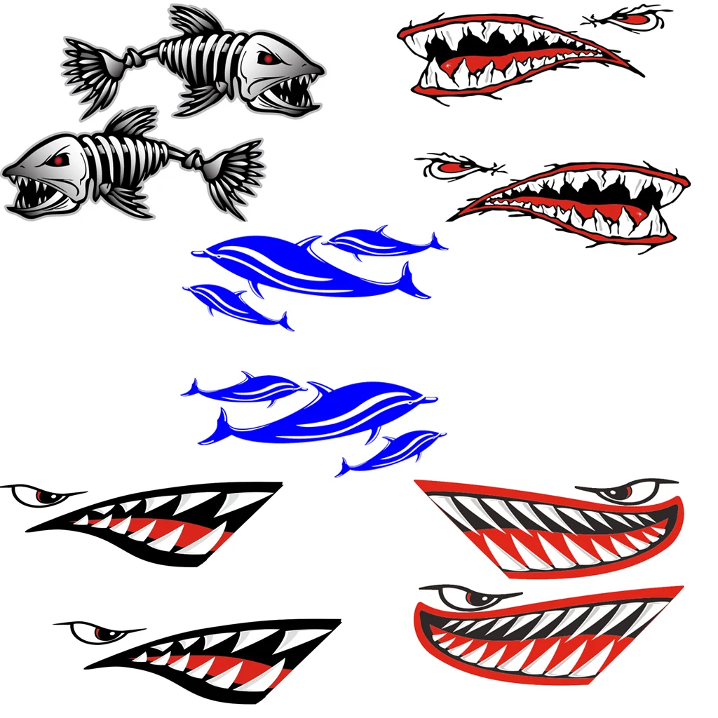 

2Pcs Shark Teeth Mouth Stickers Kayak Boat Car Waterproof Funny Decals