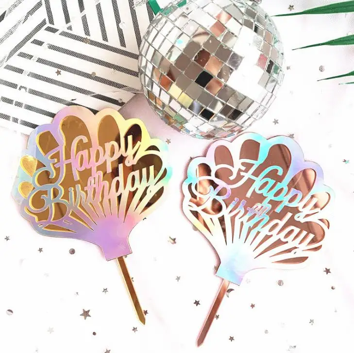 1 шт. милые лазерные украшения ракушки на день рождения акриловые топперы для