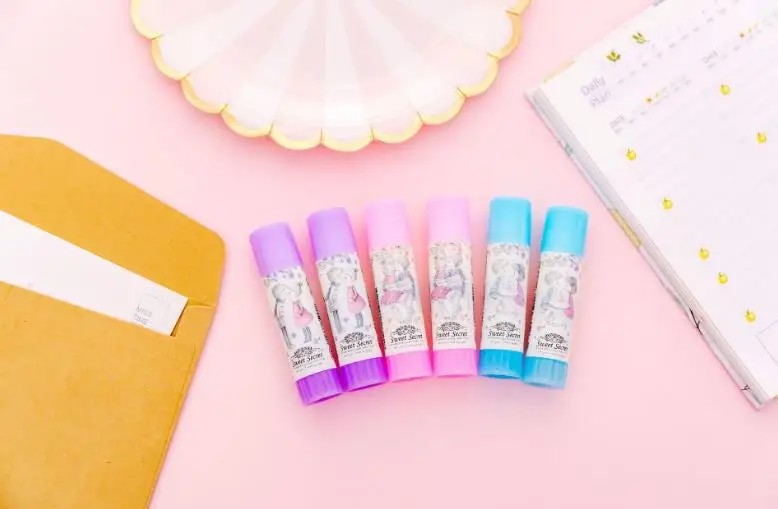 2 шт./компл. Kawaii милые Secret для девочек и мальчиков Пластик однотонные Клеевые стержни для Бумага пилочки офисные школьные принадлежности, блокноты корейские канцелярские принадлежности