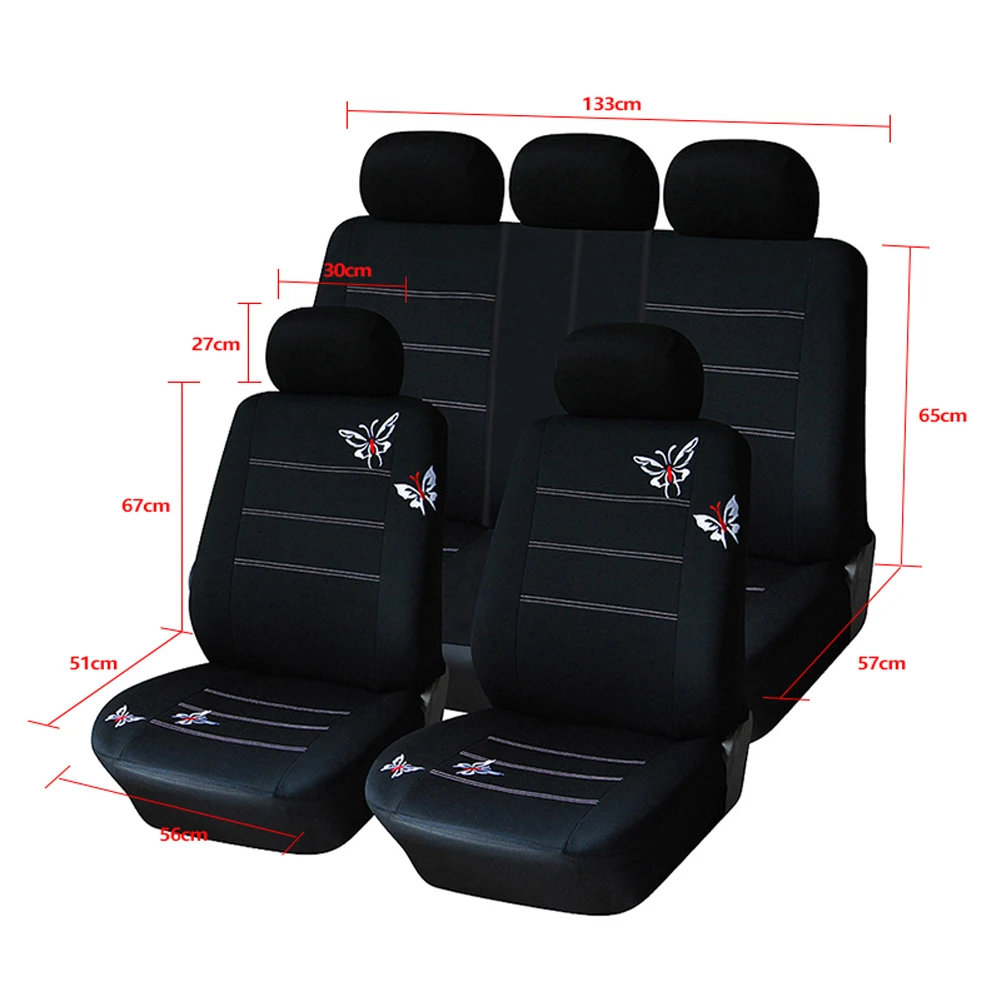 LUNDA Набор чехлов для автомобильных сидений с вышивкой бабочки универсальные