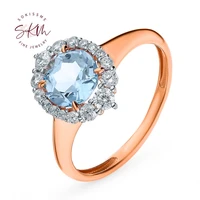 skm vintage topaz rings for women trendy 14k rose gold flower rings engagement rings designer promise luxury fine jewelry