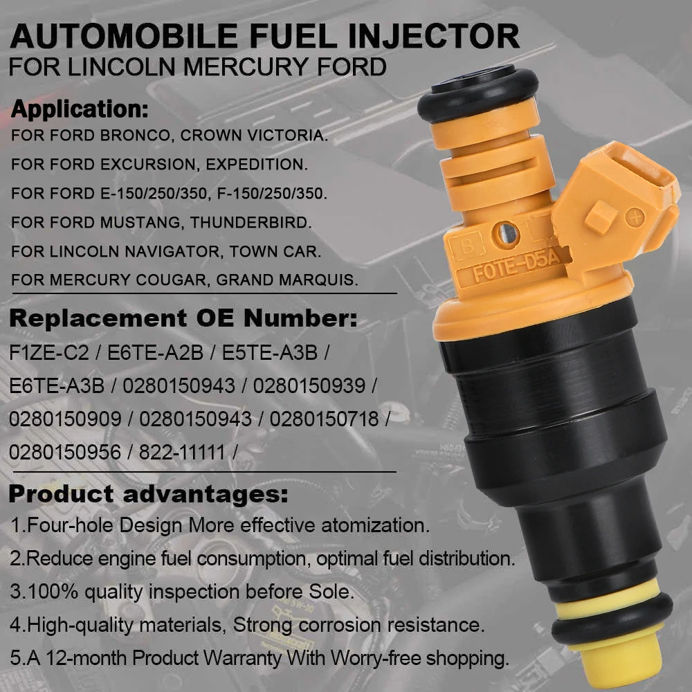 8 шт топливный инжектор с потоком 0280150943 для Ford 4.6L 5.0L 5.4L 5.8L Mustang Lincoln Mercury 0280150718 EV1 -