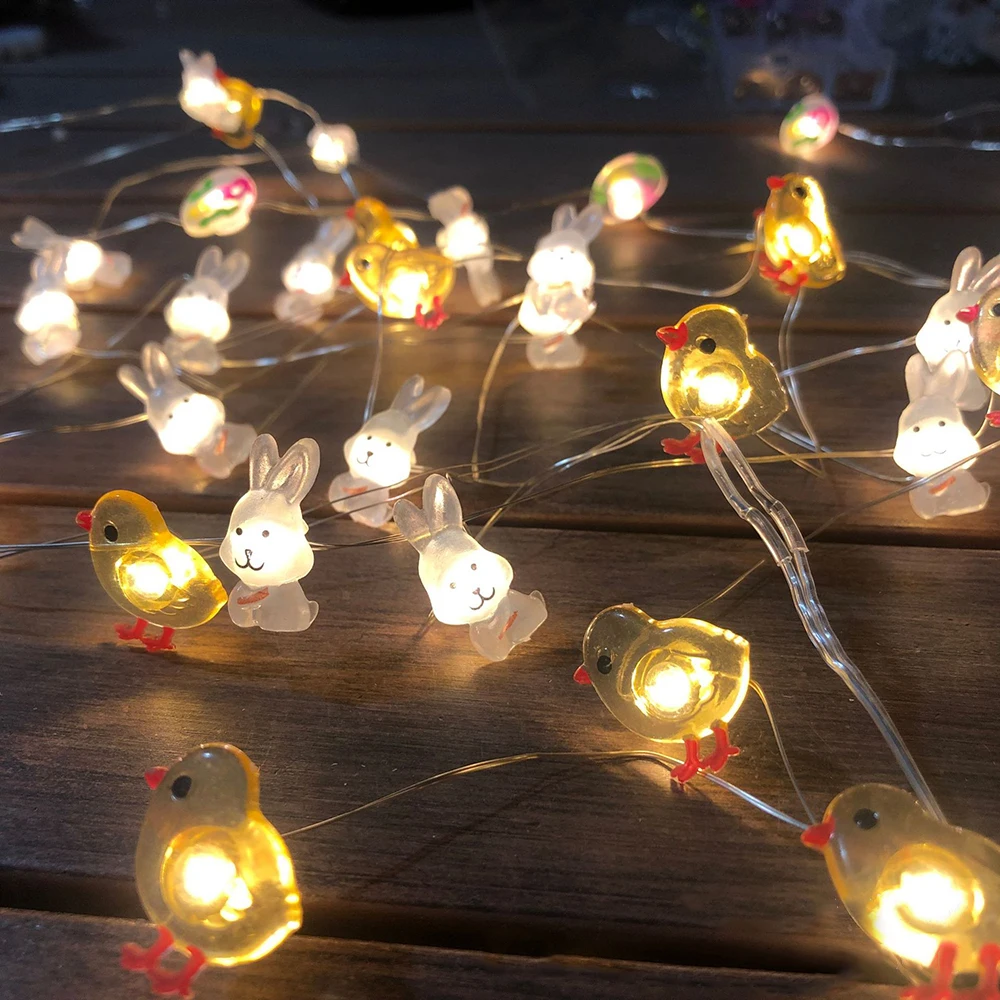 

Easter Bunny LED Rabbit String Lights Easter Eggs Decoration For Home Carrot Rabbit Fairy Lights Kids Gifts Easter Party Favor