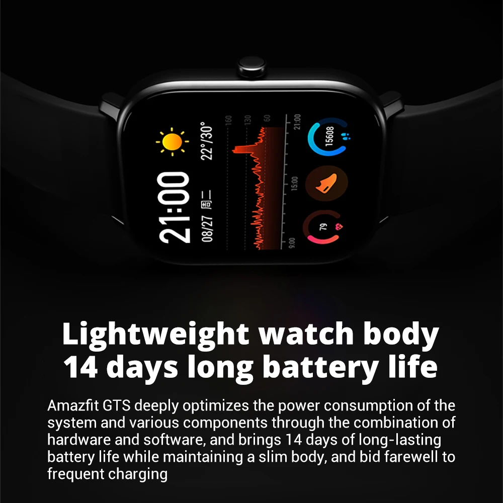 В наличии глобальная версия Amazfit GTS Смарт часы 5ATM водонепроницаемые плавательные