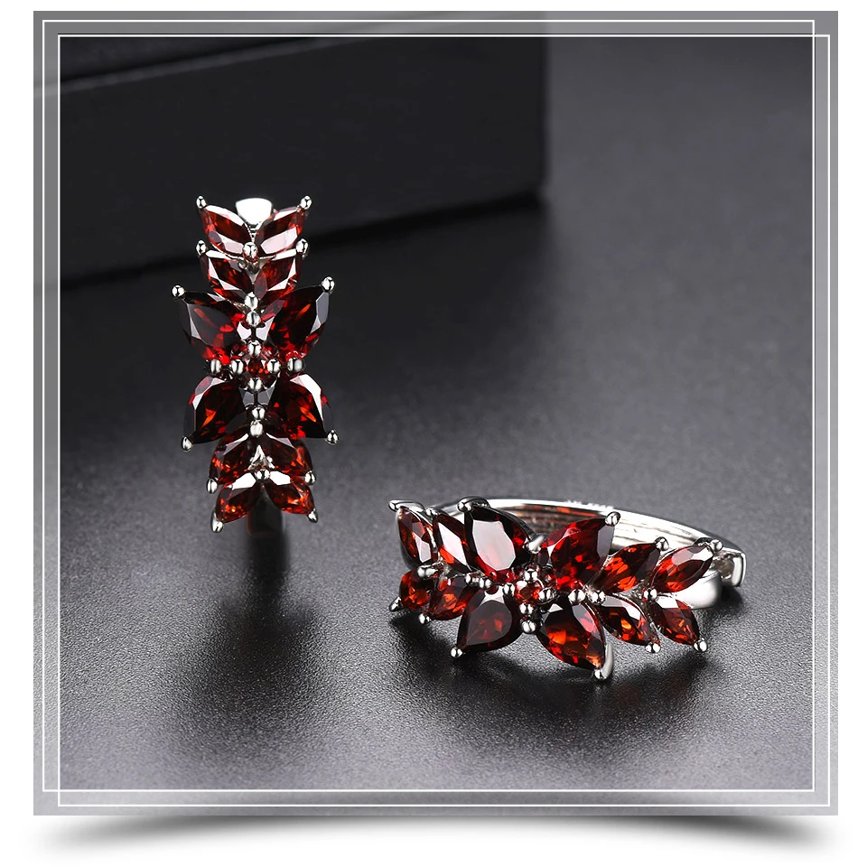 Hutang 7.19ct настоящий гранат женские серьги клипсы, 925 пробы серебро натуральный красный драгоценный камень изящные элегантные ювелирные изделия Новое поступление подарок