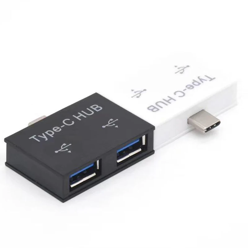 

1pc Type C Hub To 2 Port USB Charger Hub Adapter USB Splitter For Phone Tablet Computer Black White