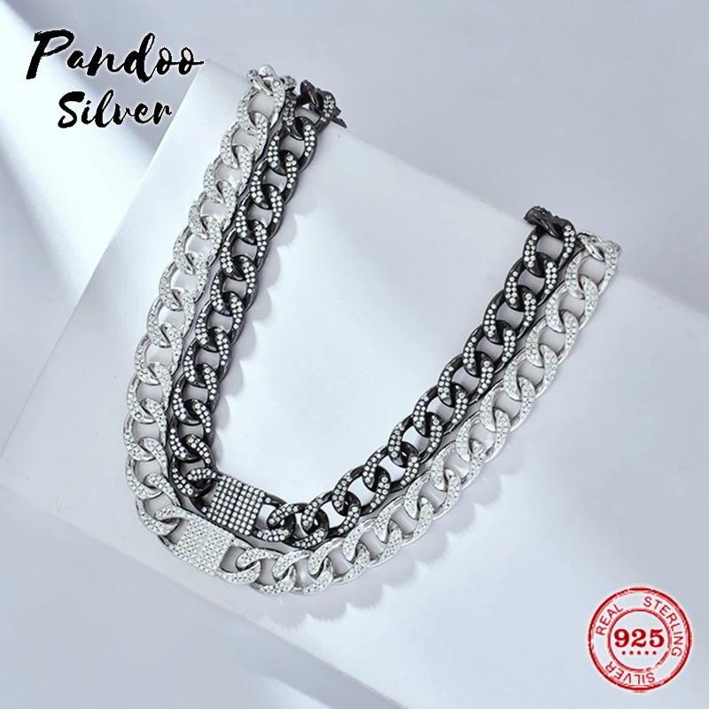 

S925 Стерлинговое серебро ювелирные изделия оригинальные ювелирные изделия, цепочка ожерелье, камуфляж регулируемое ожерелье, темно-серый с...