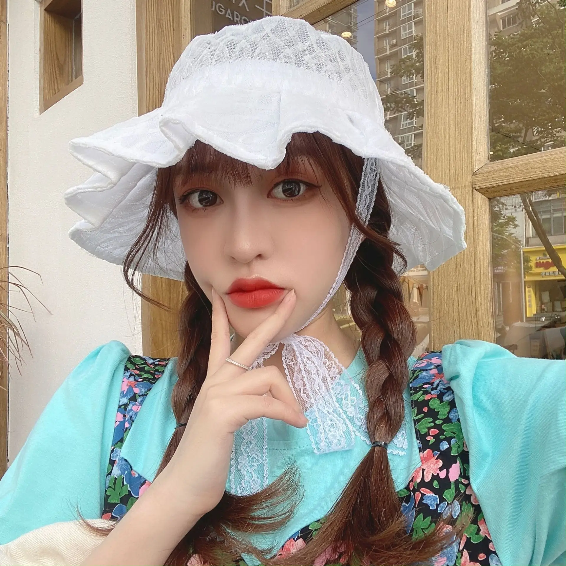 

Lace Bucket Hats For Women Summer Sun Visor Fashion Fisherman Elegant Floral Ruffle Ribbon Floppy Cap Holiday Luxury Designer