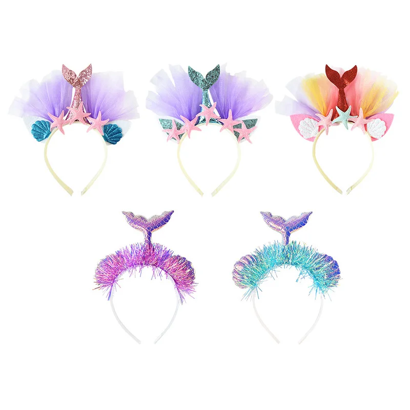 1 шт. блестящий ободок для волос с хвостом русалки морская звезда модная повязка