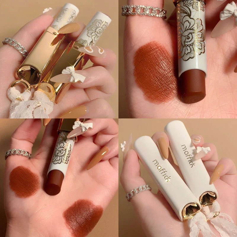 6 цветов Шелковый отделка губная помада Винтаж цвета губ Увлажняющая элегантные