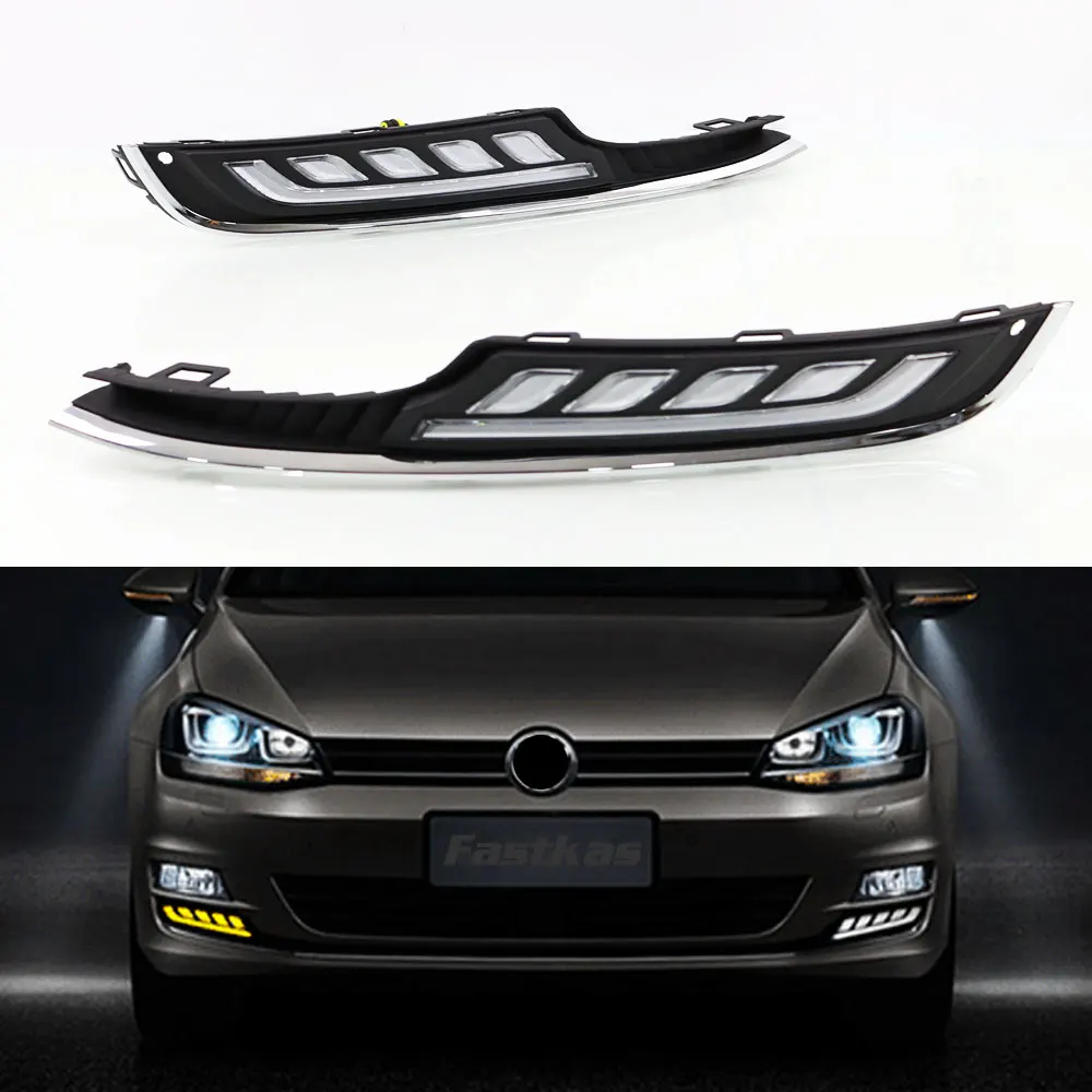DRL Дневной светильник для Volkswagen Golf7 2013 2014 2015 2016 левой и правой стороны Белый желтый