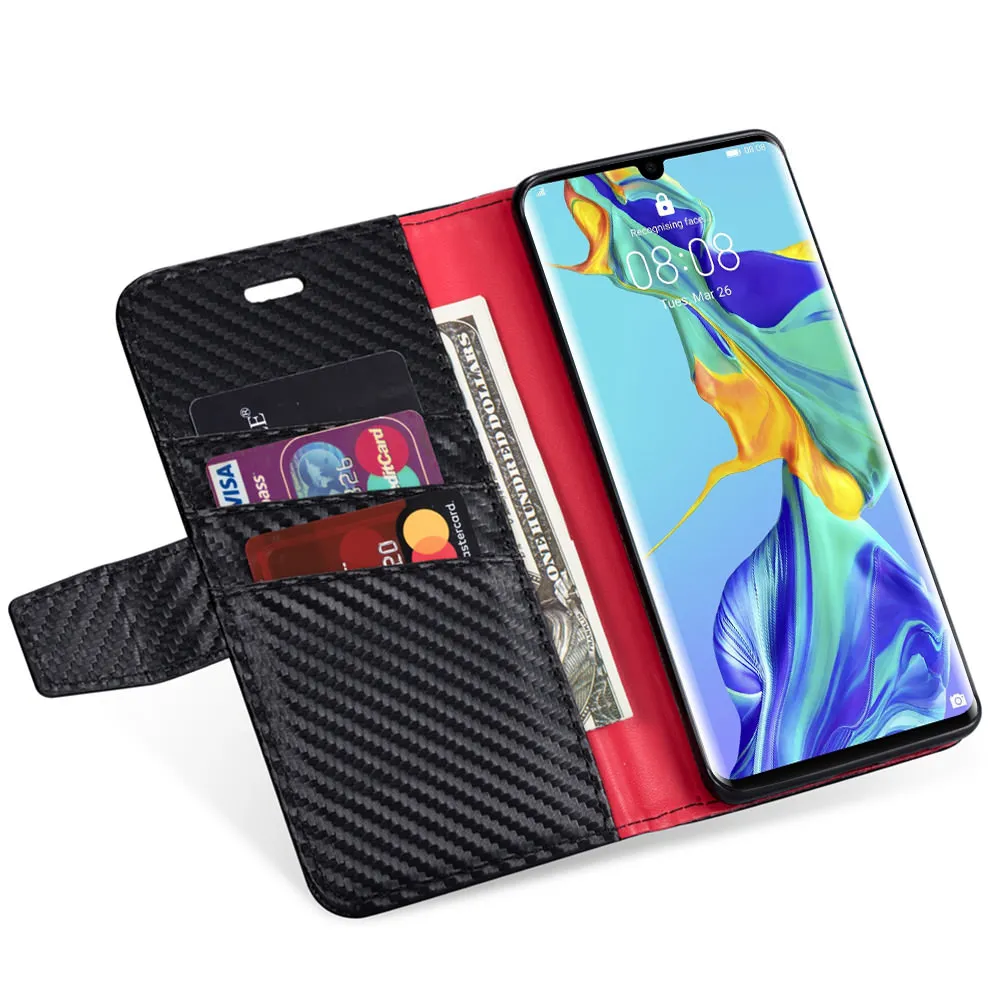 Роскошный углеродный волоконный флип-кошелек для телефона huawei P20 Lite P30 Pro ударопрочный слот для карт кожаный чехол для huawei mate 20 Pro