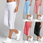 Женские спортивные брюки для фитнеса, летние эластичные Капри с боковым бандажом, длина 34