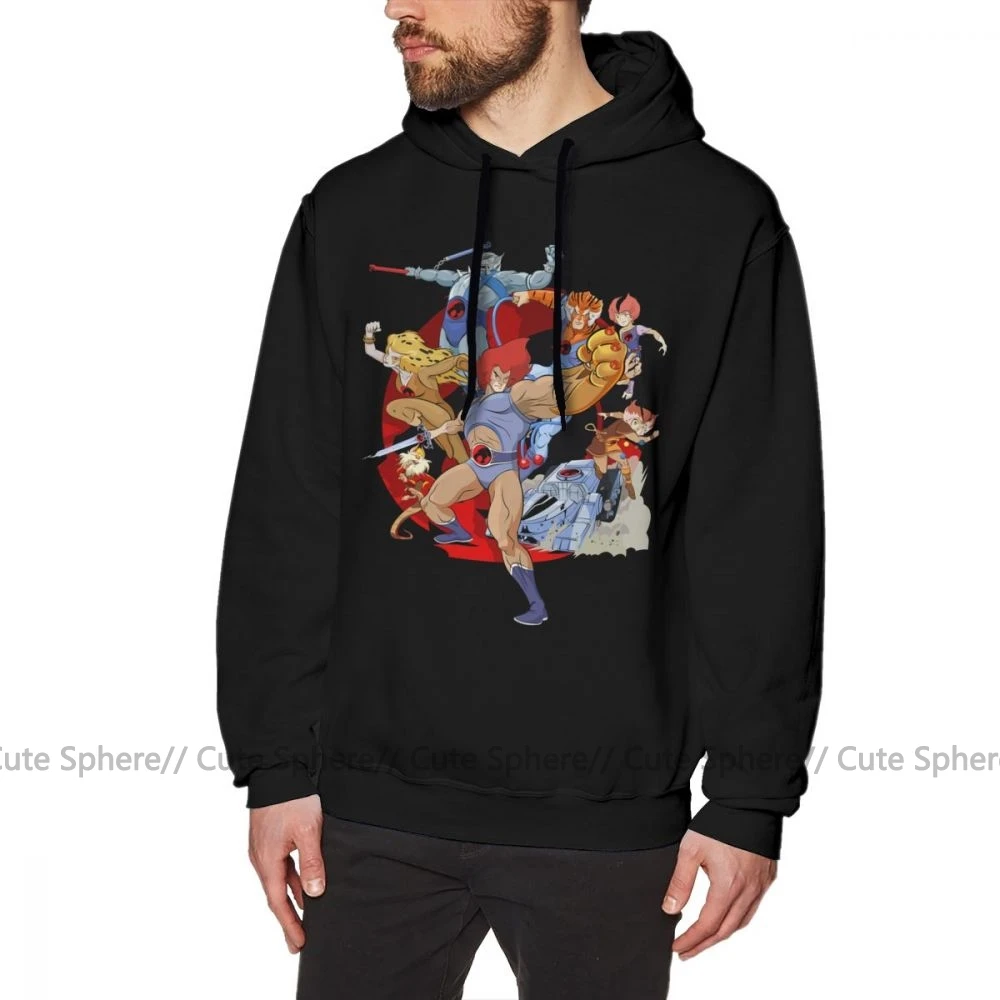 Thundercats Толстовка Толстовки Thundercats Белый Свободный пуловер толстовка с капюшоном с длинными Длина свободный хлопковый комплект для мальчиков осенний шерстяной милые толстовки - Цвет: Black