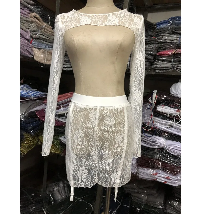 

Mesh Two Piece Set Summer Outfits for Women 2020 Club Outfit Lace Sexy Sheer See Though Matching Set Transparent Conjunto Mujer