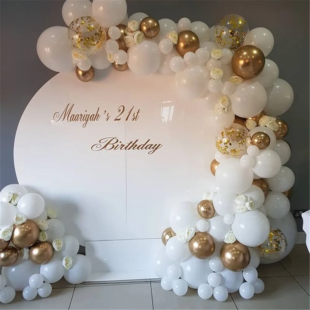 

98pcs White Balloons Garland Arch Kit Confetti Metallic Gold Pastel Latex Balloon Baby Shower Birthday Graduation Party Decor