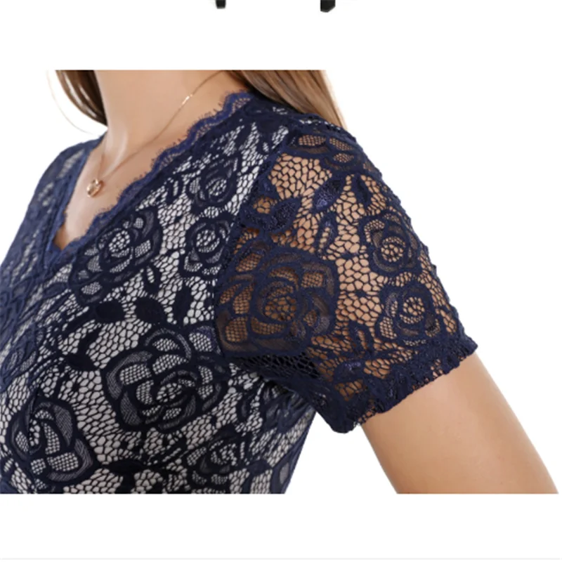 

2020 Women's Summer New Lace Splicing V-Neck Temperament Swing Dress Fashion Elegant Comfortable Short Sleeve Dress Casual Soft
