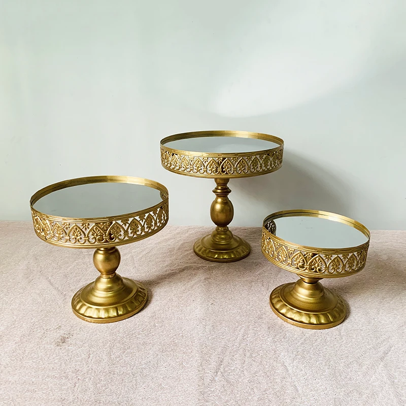 3pcs in set Подставка для торта круглая подставка для кекса металлическая подставка для десерта подставка для торта Золотая - Цвет: 3pcs in set