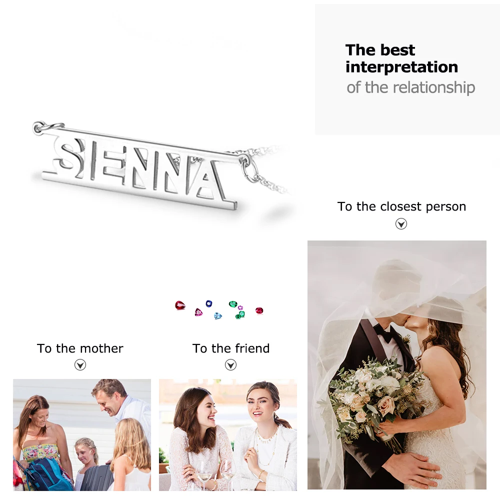 Ожерелье из серебра 925 пробы с именем на заказ ожерелье матери и кулоном