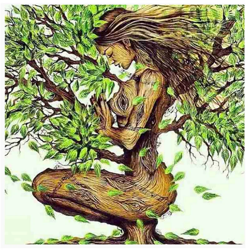 

Diamond Painting Cross Stitch Landscape 5D Full Square Kits Rhinestones Diamond Embroidery Tree Mother'S Day Gift