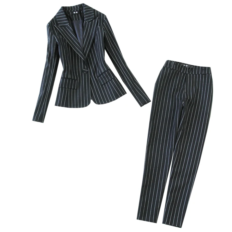 Женская зимняя одежда новинка полосатый шерстяной костюм большого размера с