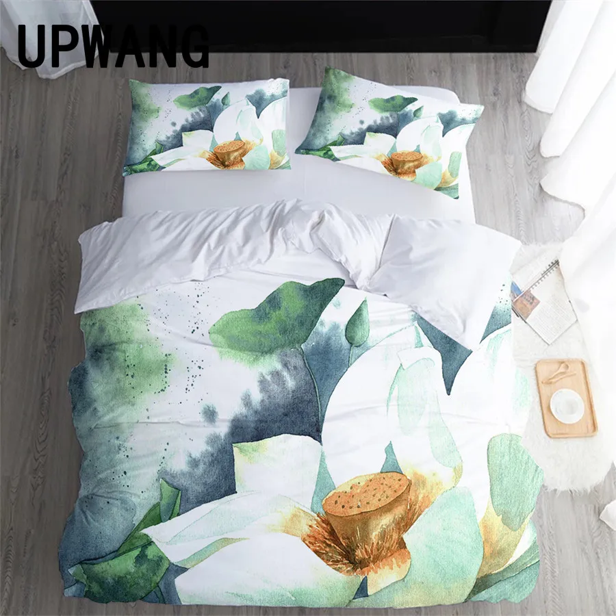 

Комплект постельного белья UPWANG с 3D рисунком лотоса, пододеяльник/пододеяльник с наволочкой