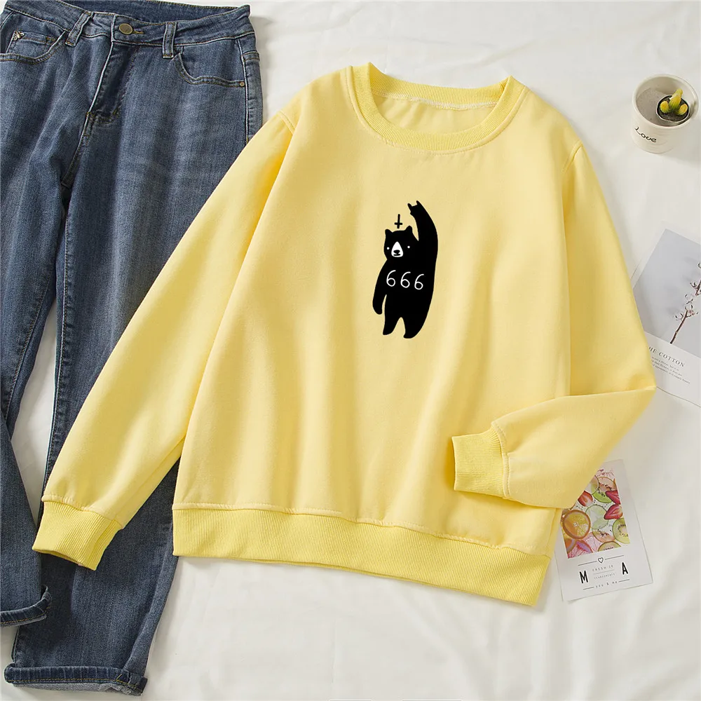 Hoodies Punk Hoodie Gothic Cute Black Bear Vintage Aesthetic Thicken Cotton Sweatshirt Womens Oversized Kawaii Women Sweetshirts
