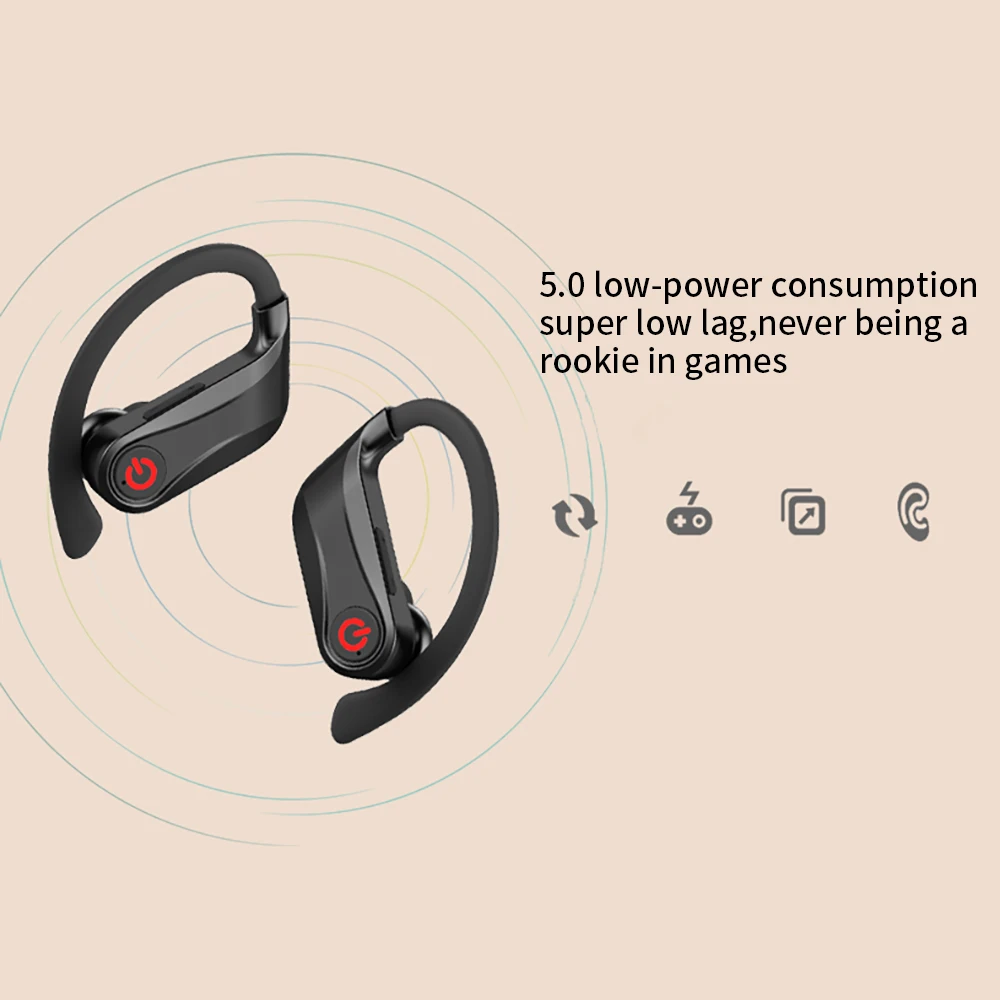 Беспроводные Bluetooth наушники с ушным крюком, гарнитура с 950 мАч, зарядный чехол для телефона, стерео, цифровой дисплей, гарнитура с микрофоном