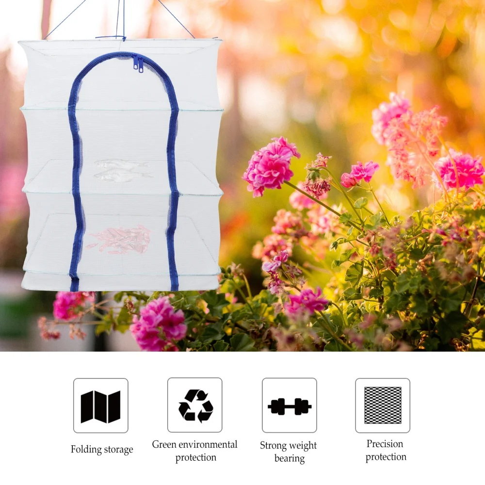 

1pc Foldable 3 Layer Drying Fishing Net Hanging Vegetable Fish Dishes Dryer