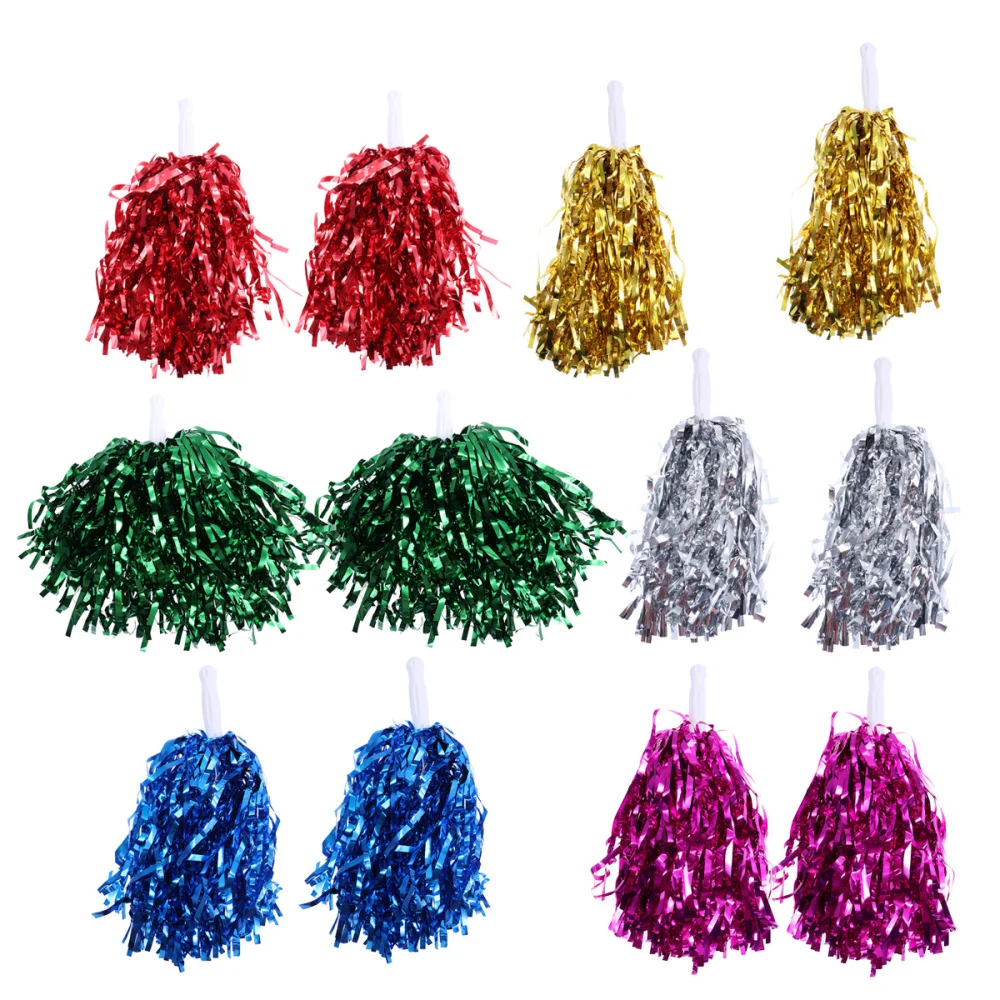 

12PCS Straight Handle Cheering Poms Cheerleading Kit Cheer Props for Performance Competition Cheering Sports Events (Random Styl