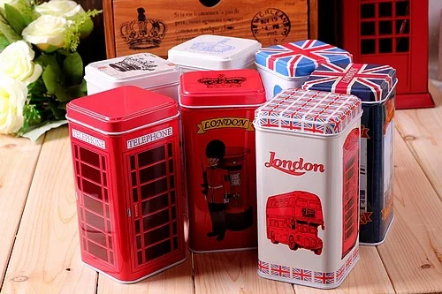 Квадратные коробки для хранения печенья кофе чая в лондонском стиле Домашний